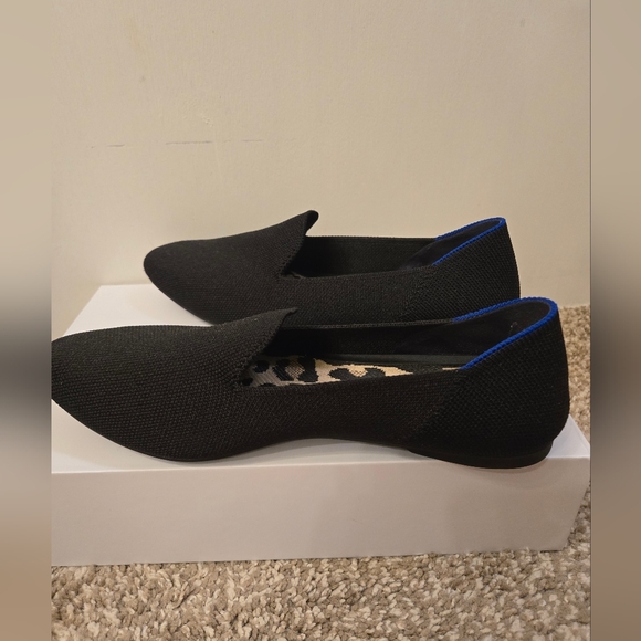 Rothy's Black Knit Almond Loafer with Leopard Insole - Picture 3 of 6